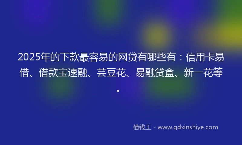 2025年的下款最容易的网贷有哪些有：信用卡易借、借款宝速融、芸豆花、易融贷盒、新一花等。