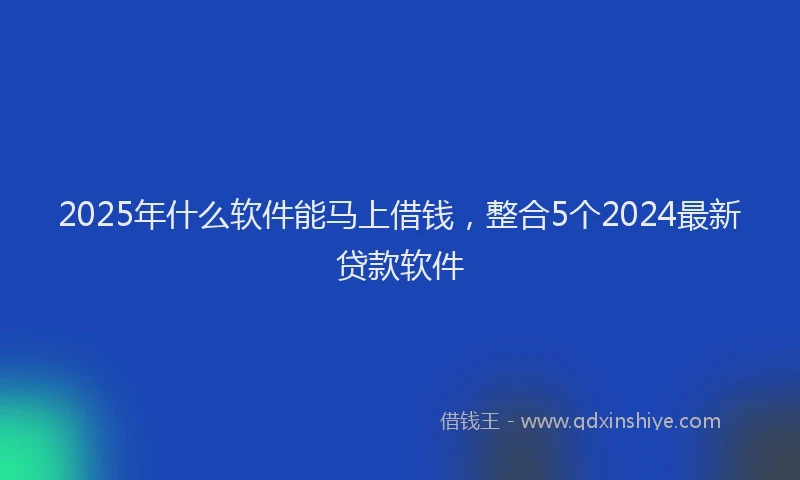 2025年什么软件能马上借钱，整合5个2024最新贷款软件