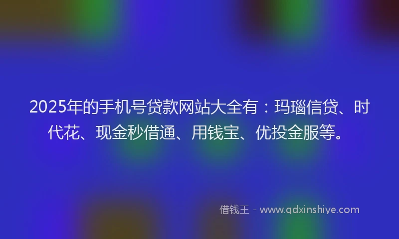 2025年的手机号贷款网站大全有：玛瑙信贷、时代花、现金秒借通、用钱宝、优投金服等。