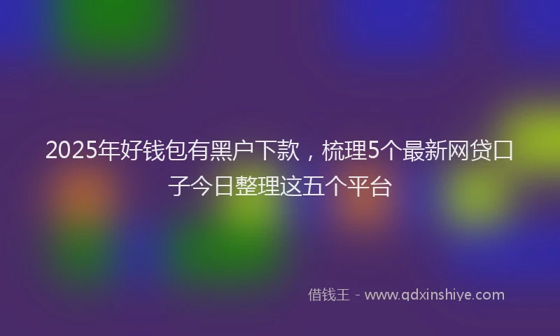 2025年好钱包有黑户下款，梳理5个最新网贷口子今日整理这五个平台