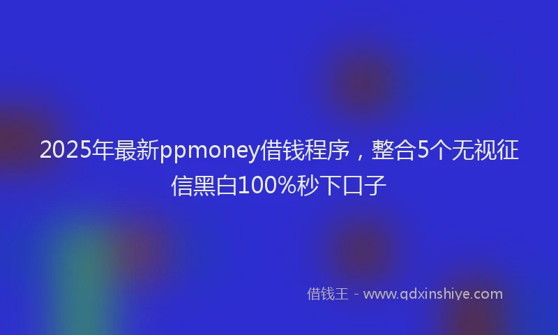 2025年最新ppmoney借钱程序，整合5个无视征信黑白100%秒下口子