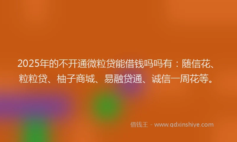 2025年的不开通微粒贷能借钱吗吗有：随信花、粒粒贷、柚子商城、易融贷通、诚信一周花等。