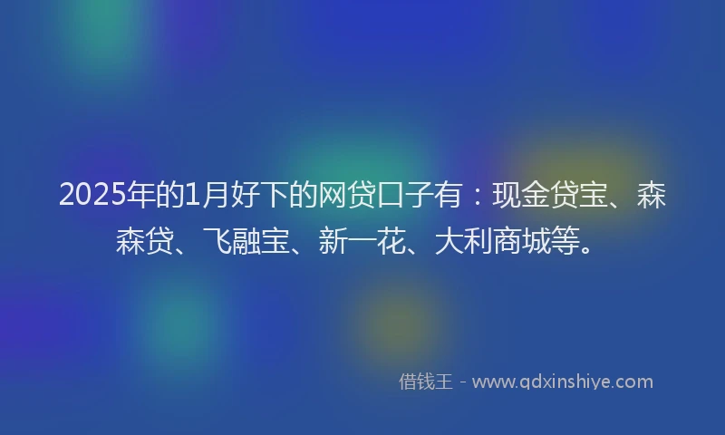 2025年的1月好下的网贷口子有：现金贷宝、森森贷、飞融宝、新一花、大利商城等。