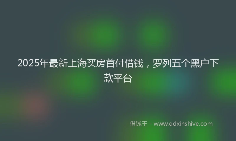 2025年最新上海买房首付借钱，罗列五个黑户下款平台
