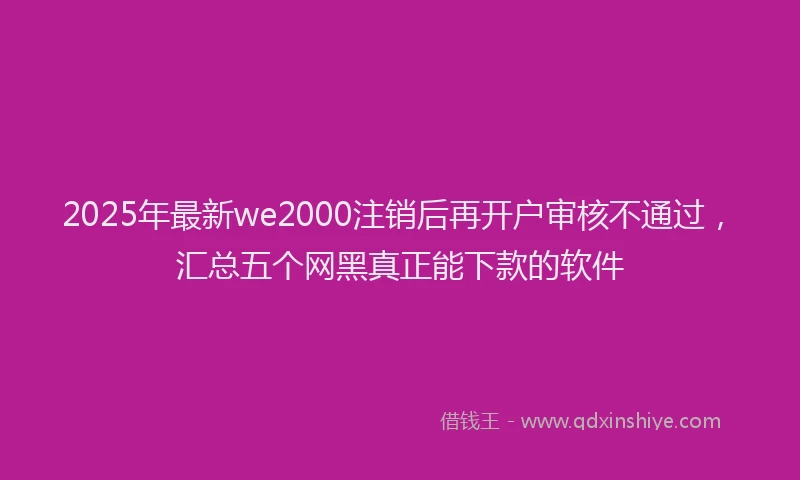 2025年最新we2000注销后再开户审核不通过，汇总五个网黑真正能下款的软件