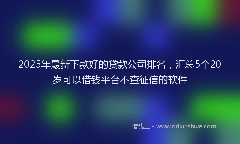 2025年最新下款好的贷款公司排名，汇总5个20岁可以借钱平台不查征信的软件