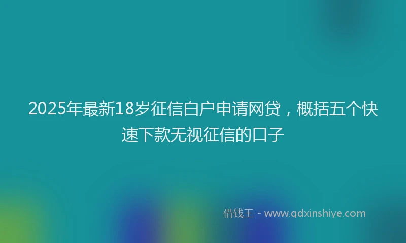 2025年最新18岁征信白户申请网贷，概括五个快速下款无视征信的口子