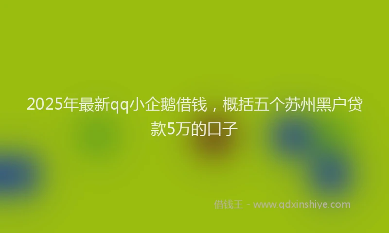 2025年最新qq小企鹅借钱，概括五个苏州黑户贷款5万的口子