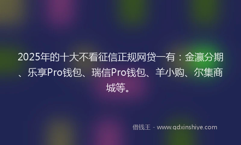 2025年的十大不看征信正规网贷一有：金瀛分期、乐享Pro钱包、瑞信Pro钱包、羊小购、尔集商城等。