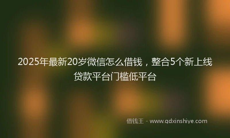 2025年最新20岁微信怎么借钱，整合5个新上线贷款平台门槛低平台