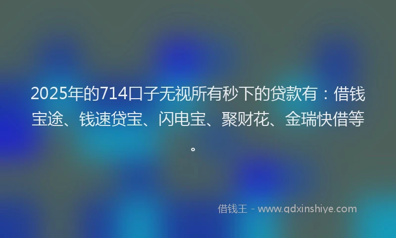 2025年的714口子无视所有秒下的贷款有：借钱宝途、钱速贷宝、闪电宝、聚财花、金瑞快借等。