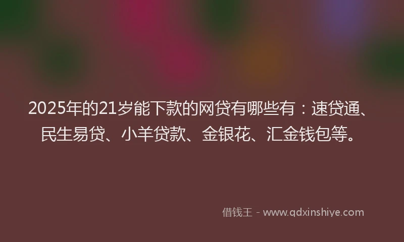 2025年的21岁能下款的网贷有哪些有：速贷通、民生易贷、小羊贷款、金银花、汇金钱包等。
