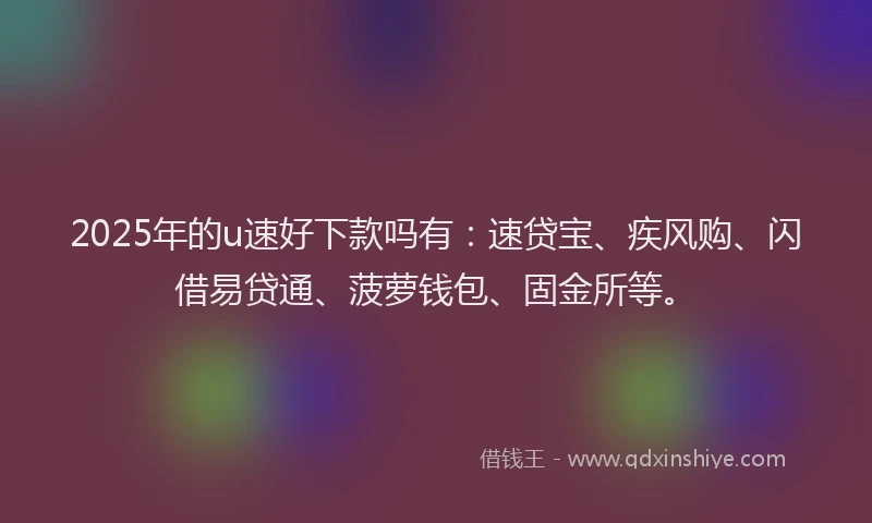 2025年的u速好下款吗有：速贷宝、疾风购、闪借易贷通、菠萝钱包、固金所等。