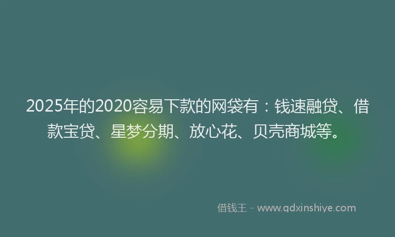 2025年的2020容易下款的网袋有：钱速融贷、借款宝贷、星梦分期、放心花、贝壳商城等。