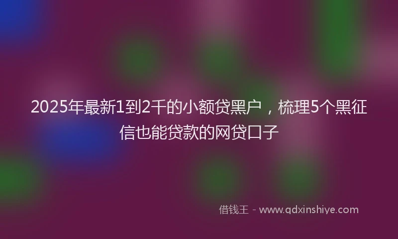 2025年最新1到2千的小额贷黑户，梳理5个黑征信也能贷款的网贷口子