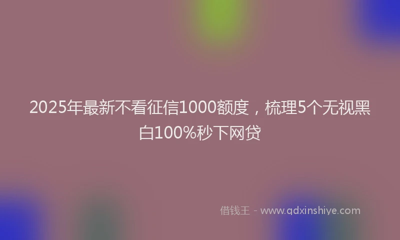 2025年最新不看征信1000额度，梳理5个无视黑白100%秒下网贷
