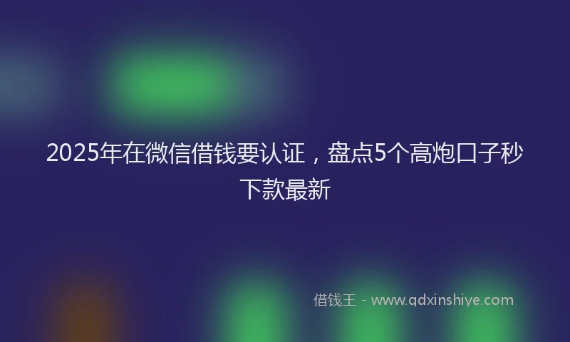 2025年在微信借钱要认证，盘点5个高炮口子秒下款最新