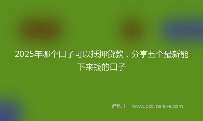 2025年哪个口子可以抵押贷款，分享五个最新能下来钱的口子