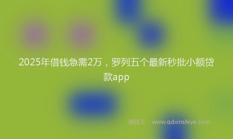 2025年借钱急需2万，罗列五个最新秒批小额贷款app