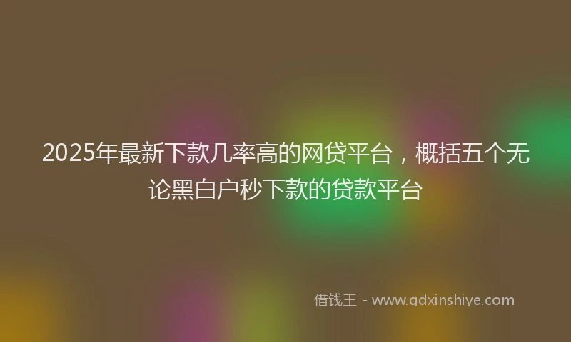 2025年最新下款几率高的网贷平台，概括五个无论黑白户秒下款的贷款平台