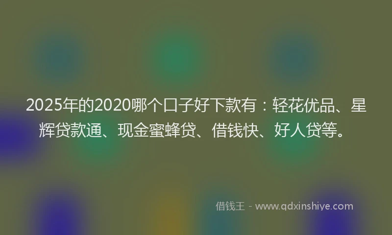 2025年的2020哪个口子好下款有：轻花优品、星辉贷款通、现金蜜蜂贷、借钱快、好人贷等。