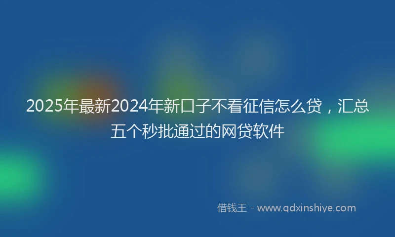 2025年最新2024年新口子不看征信怎么贷，汇总五个秒批通过的网贷软件