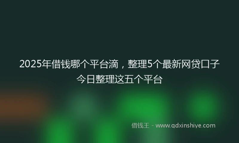 2025年借钱哪个平台滴，整理5个最新网贷口子今日整理这五个平台