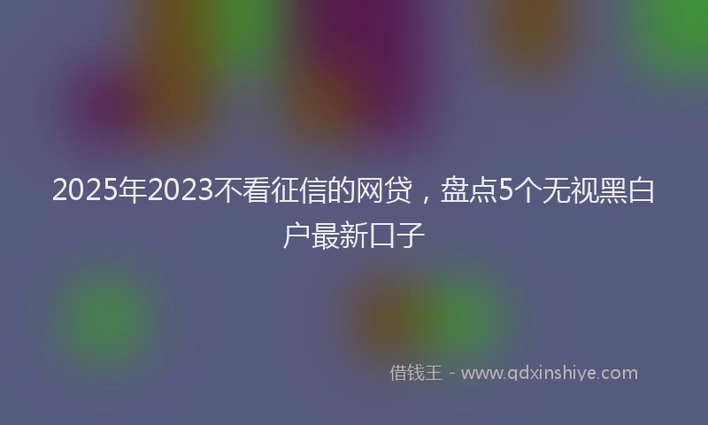 2025年2023不看征信的网贷，盘点5个无视黑白户最新口子