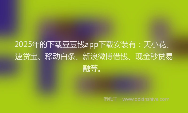 2025年的下载豆豆钱app下载安装有：天小花、速贷宝、移动白条、新浪微博借钱、现金秒贷易融等。