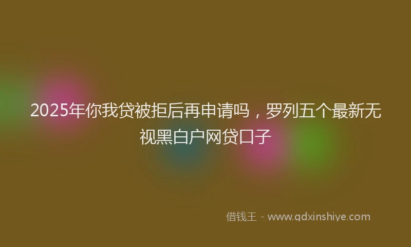 2025年你我贷被拒后再申请吗，罗列五个最新无视黑白户网贷口子