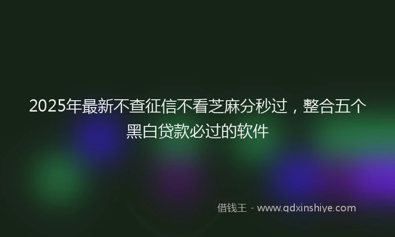 2025年最新不查征信不看芝麻分秒过，整合五个黑白贷款必过的软件
