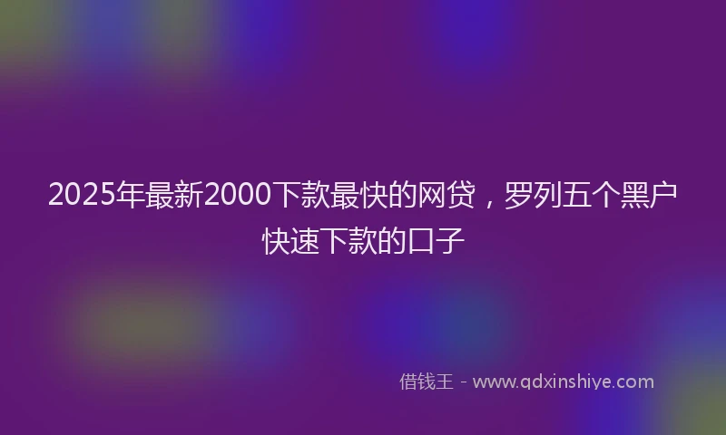 2025年最新2000下款最快的网贷，罗列五个黑户快速下款的口子