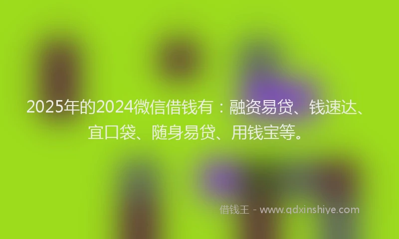 2025年的2024微信借钱有：融资易贷、钱速达、宜口袋、随身易贷、用钱宝等。