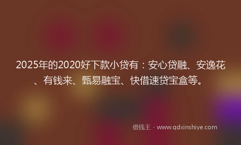 2025年的2020好下款小贷有：安心贷融、安逸花、有钱来、甄易融宝、快借速贷宝盒等。