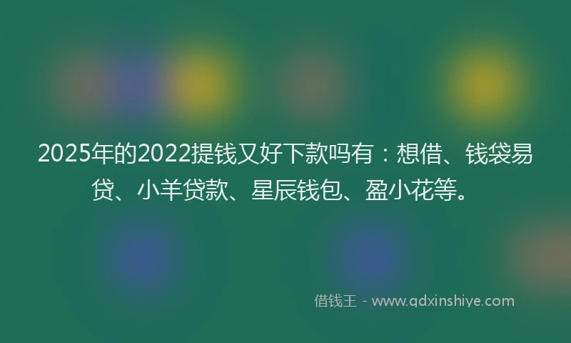 2025年的2022提钱又好下款吗有：想借、钱袋易贷、小羊贷款、星辰钱包、盈小花等。