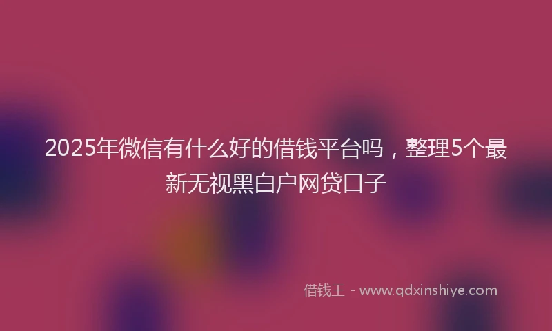 2025年微信有什么好的借钱平台吗，整理5个最新无视黑白户网贷口子