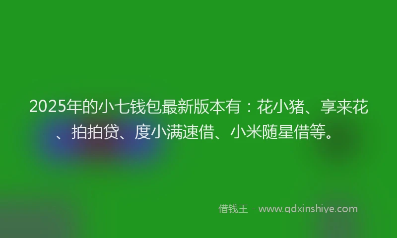 2025年的小七钱包最新版本有：花小猪、享来花、拍拍贷、度小满速借、小米随星借等。