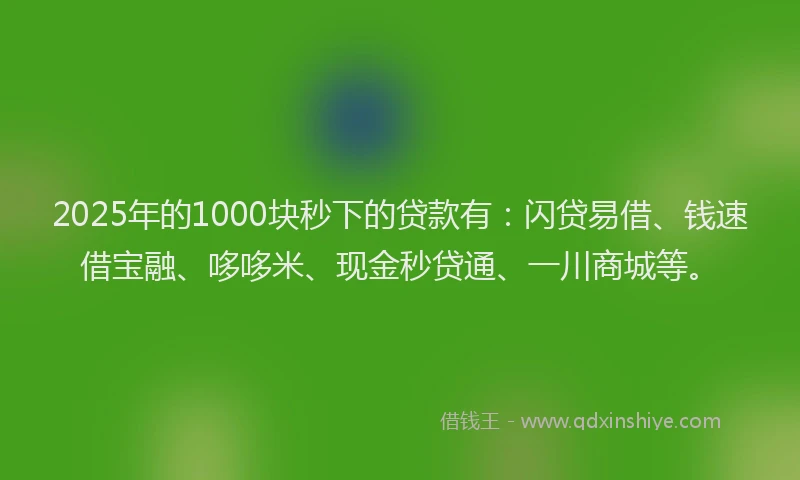 2025年的1000块秒下的贷款有：闪贷易借、钱速借宝融、哆哆米、现金秒贷通、一川商城等。