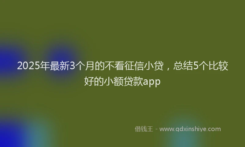 2025年最新3个月的不看征信小贷，总结5个比较好的小额贷款app