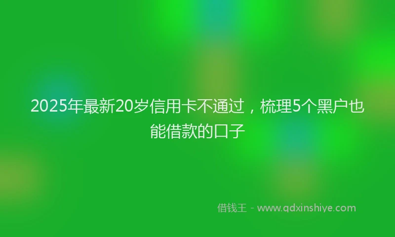 2025年最新20岁信用卡不通过，梳理5个黑户也能借款的口子