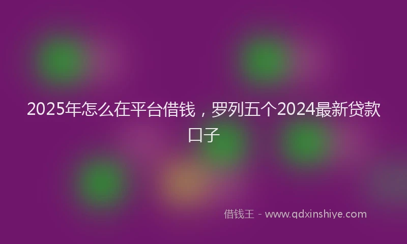2025年怎么在平台借钱，罗列五个2024最新贷款口子