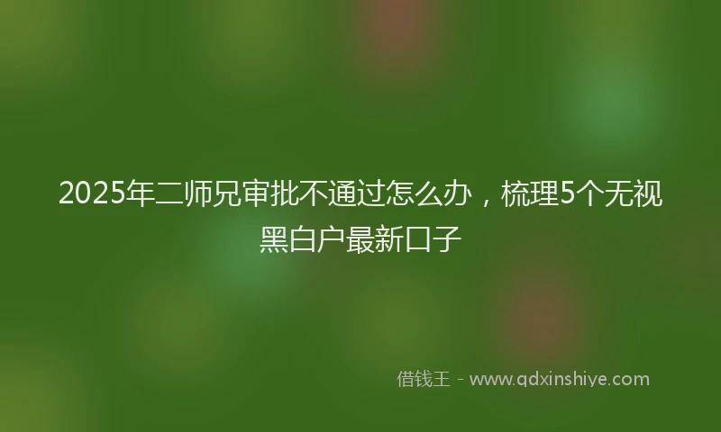 2025年二师兄审批不通过怎么办，梳理5个无视黑白户最新口子