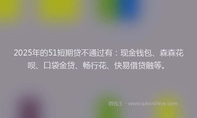 2025年的51短期贷不通过有：现金钱包、森森花呗、口袋金贷、畅行花、快易借贷融等。