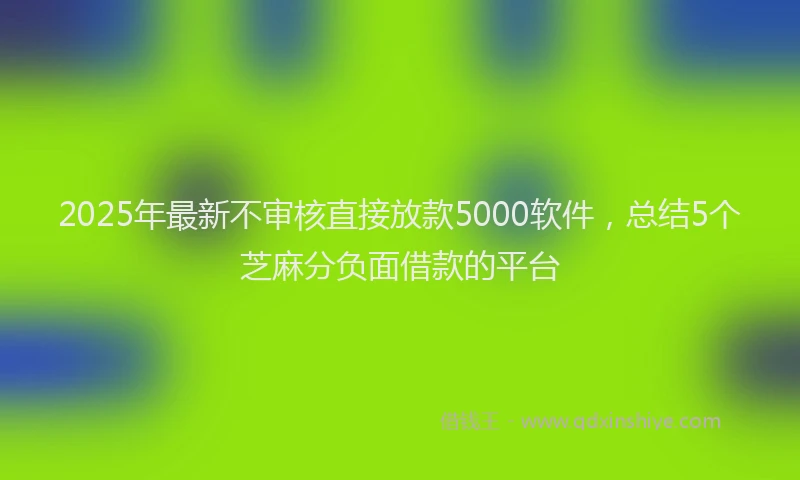 2025年最新不审核直接放款5000软件，总结5个芝麻分负面借款的平台