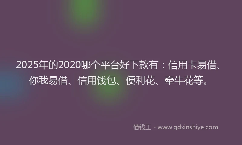 2025年的2020哪个平台好下款有：信用卡易借、你我易借、信用钱包、便利花、牵牛花等。