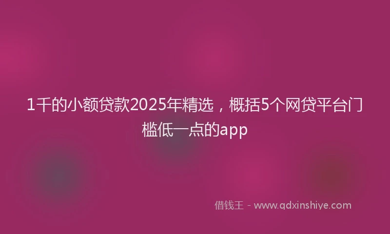 1千的小额贷款2025年精选，概括5个网贷平台门槛低一点的app