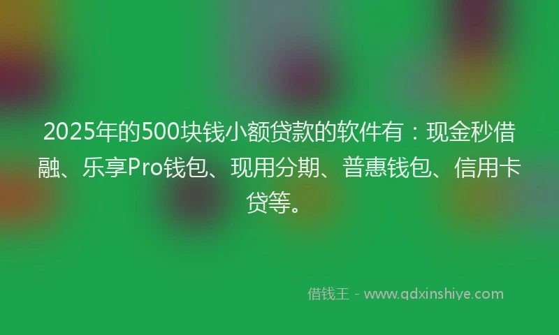 2025年的500块钱小额贷款的软件有：现金秒借融、乐享Pro钱包、现用分期、普惠钱包、信用卡贷等。