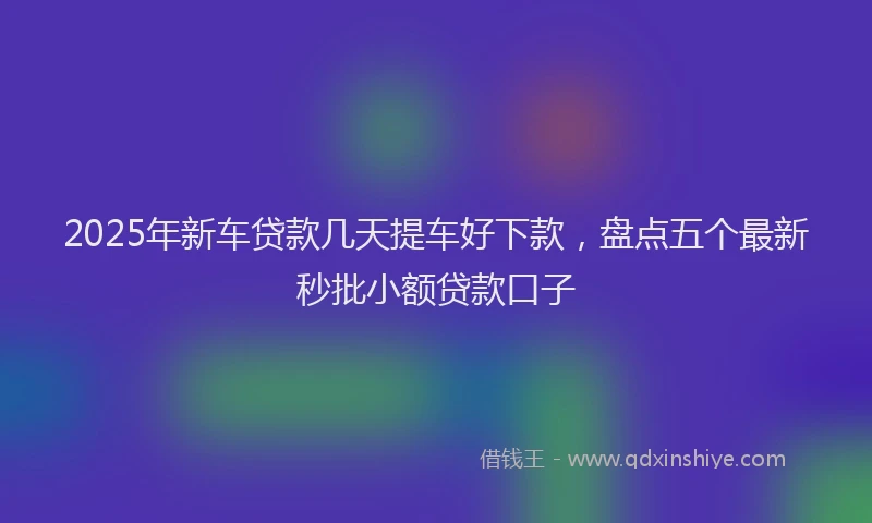 2025年新车贷款几天提车好下款，盘点五个最新秒批小额贷款口子