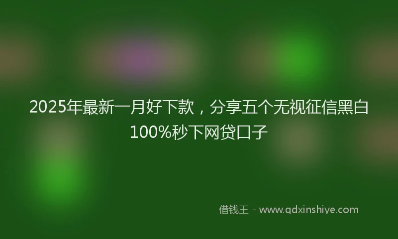 2025年最新一月好下款，分享五个无视征信黑白100%秒下网贷口子