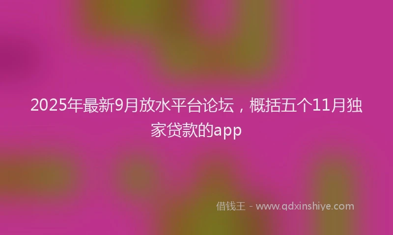 2025年最新9月放水平台论坛，概括五个11月独家贷款的app